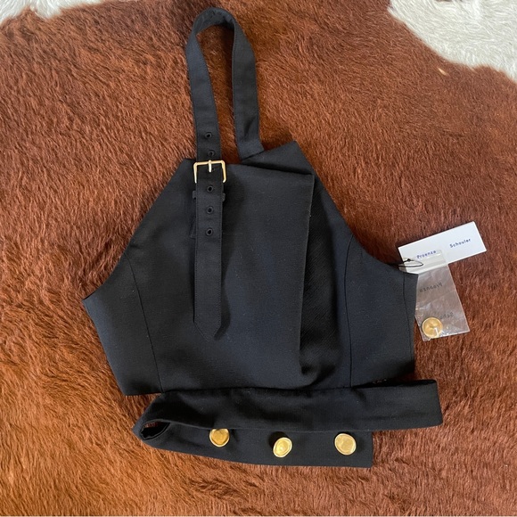 PROENZA SCHOULER WOOL BLEND BACKLESS HALTER NECK TOP W BUCKLE DETAIL 2 - Picture 6 of 10